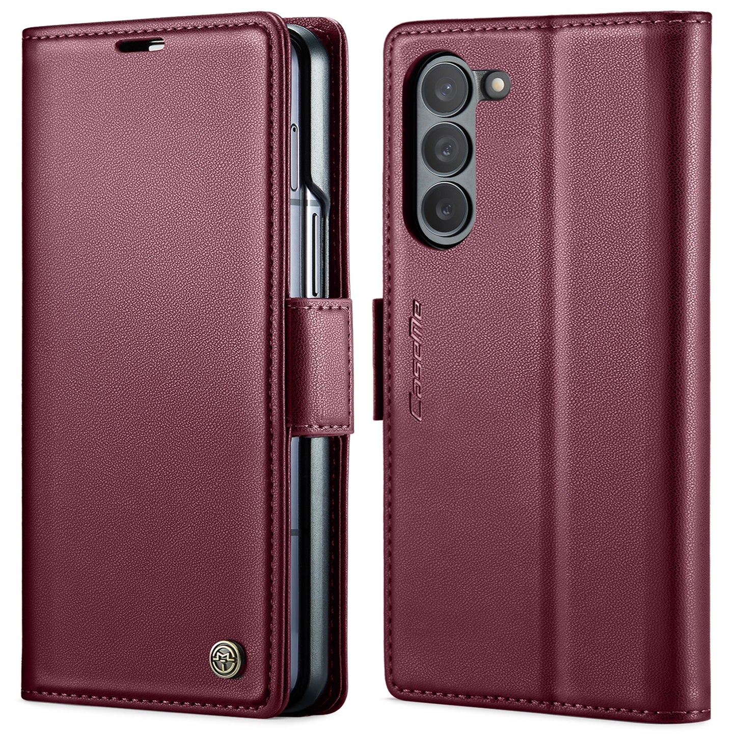 Samsung Galaxy Z Fold6 5G Litchi Texture RFID Anti-theft Leather Phone Case with Butterfly Buckle, Stand & Card Wallet with TPU Shell