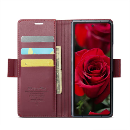 Samsung Galaxy Z Fold6 5G Litchi Texture RFID Anti-theft Leather Phone Case with Butterfly Buckle, Stand & Card Wallet with TPU Shell