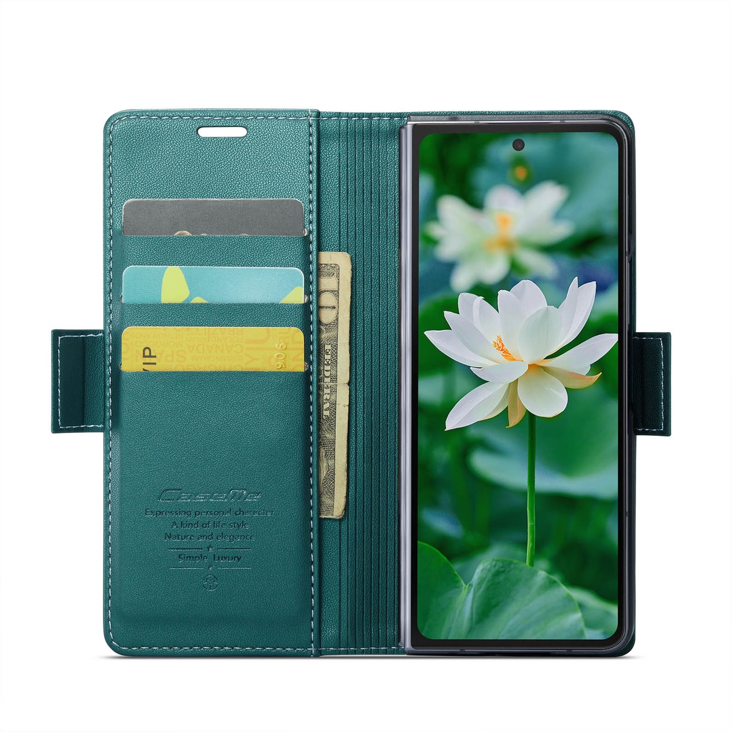 Samsung Galaxy Z Fold6 5G Litchi Texture RFID Anti-theft Leather Phone Case with Butterfly Buckle, Stand & Card Wallet with TPU Shell