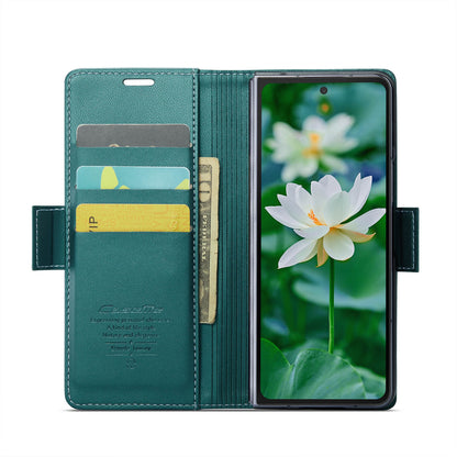 Samsung Galaxy Z Fold6 5G Litchi Texture RFID Anti-theft Leather Phone Case with Butterfly Buckle, Stand & Card Wallet with TPU Shell