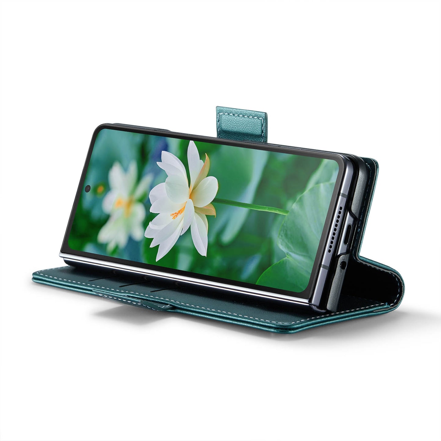 Samsung Galaxy Z Fold6 5G Litchi Texture RFID Anti-theft Leather Phone Case with Butterfly Buckle, Stand & Card Wallet with TPU Shell