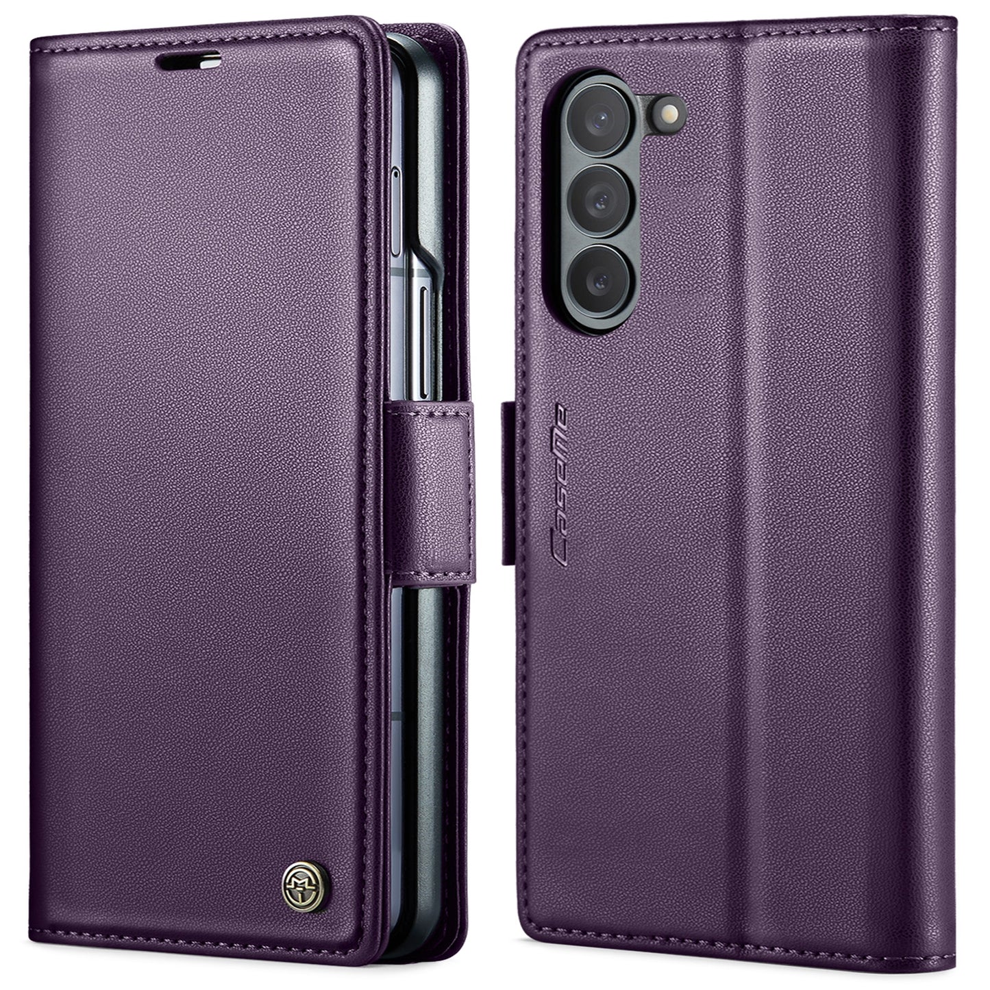 Samsung Galaxy Z Fold6 5G Litchi Texture RFID Anti-theft Leather Phone Case with Butterfly Buckle, Stand & Card Wallet with TPU Shell