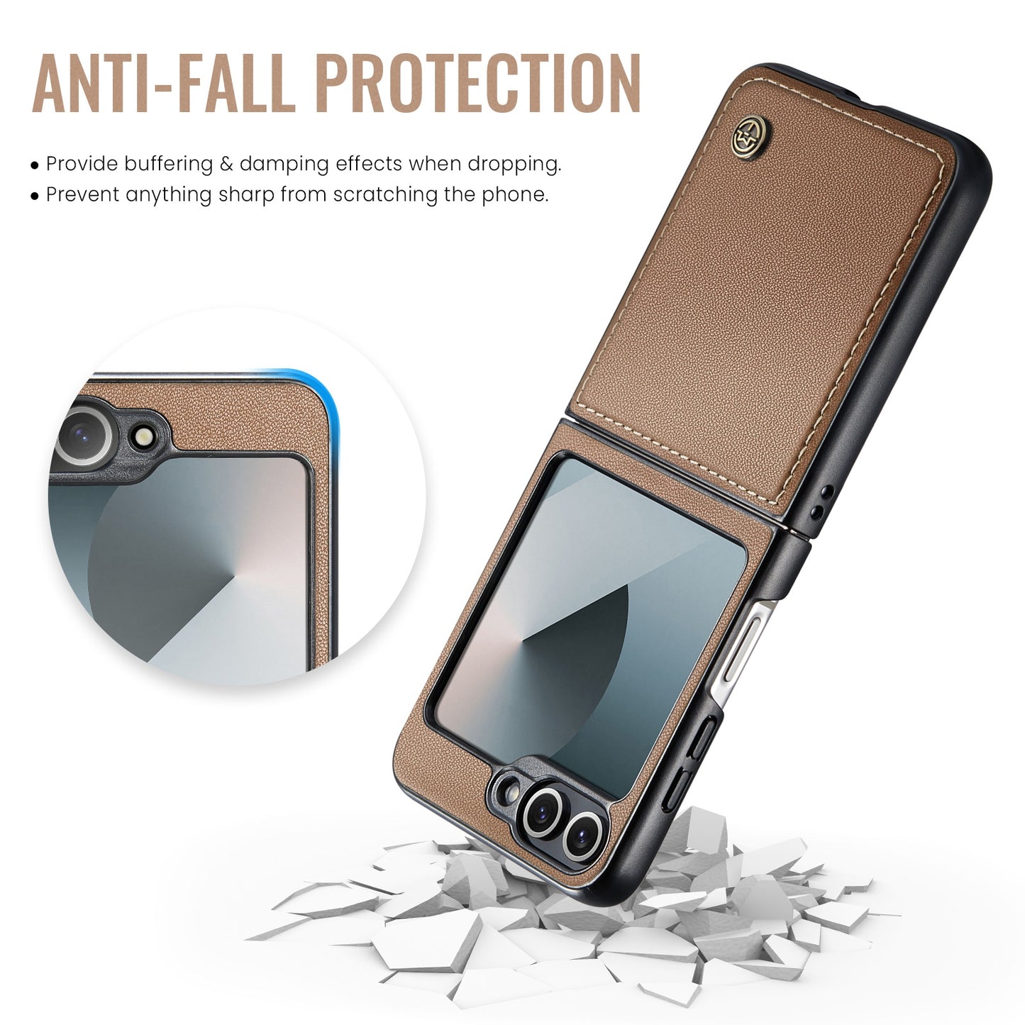 Samsung Galaxy Z Flip6 5G Litchi Texture RFID Anti-theft Leather Phone Case with Butterfly Buckle, Stand & Card Wallet with TPU Shell