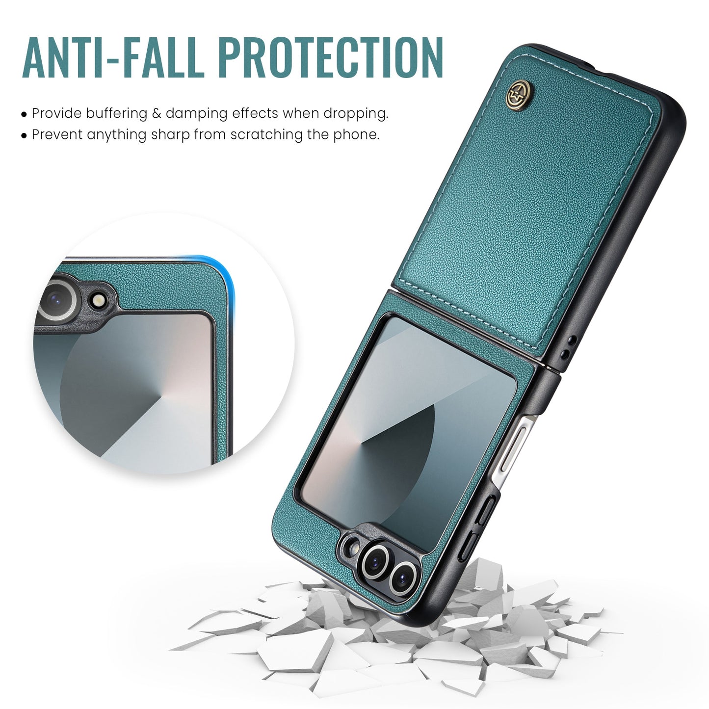 Samsung Galaxy Z Flip6 5G Litchi Texture RFID Anti-theft Leather Phone Case with Butterfly Buckle, Stand & Card Wallet with TPU Shell