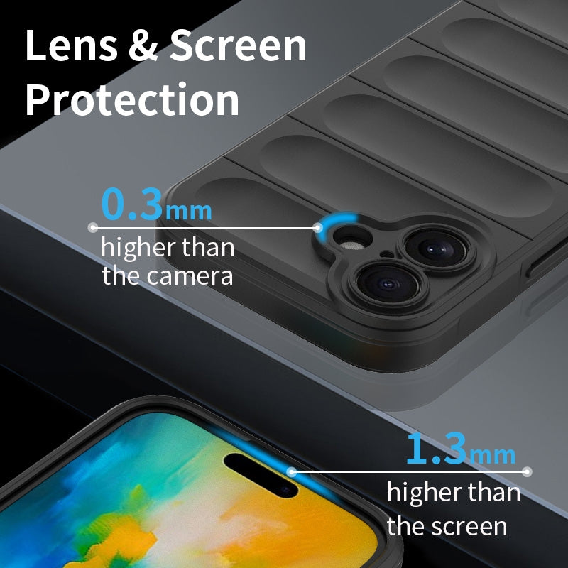 iPhone 16 Shock Absorbent Magic Shield TPU + Flannel Phone Case, Featuring Ridged Drop Protection, Bright Colours & Easy Access