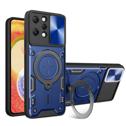 Xiaomi Redmi 12 4G Magnetic Holder CD Texture Sliding Camshield Phone Case, TPU PC Shockproof Cover