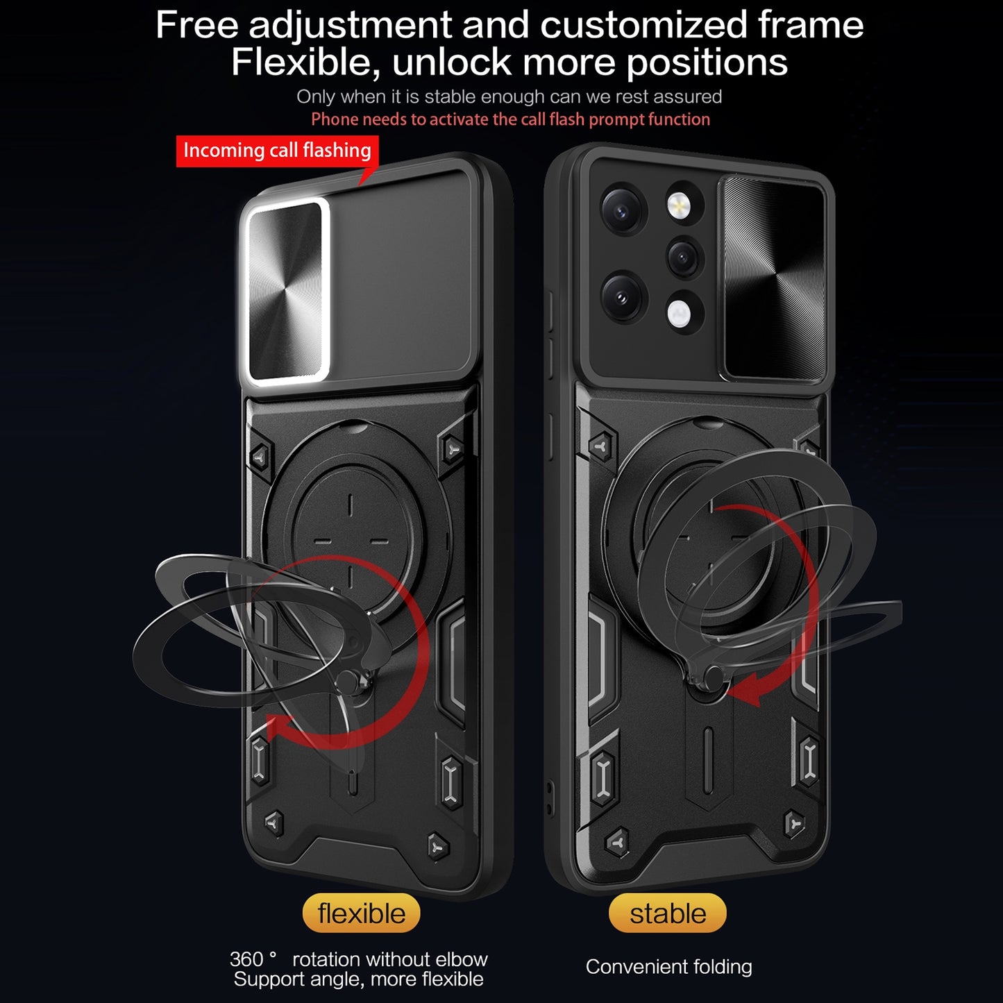 Xiaomi Redmi 12 4G Magnetic Holder CD Texture Sliding Camshield Phone Case, TPU PC Shockproof Cover