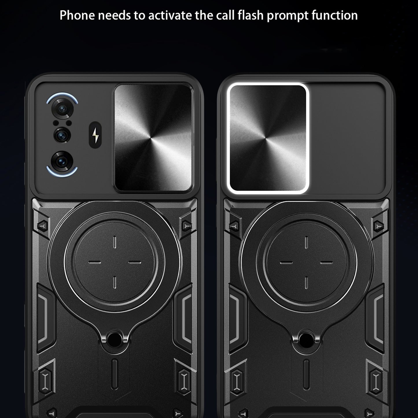 Xiaomi Redmi K40 Gaming Magnetic Holder CD Texture Sliding Camshield Phone Case, TPU PC Shockproof Cover