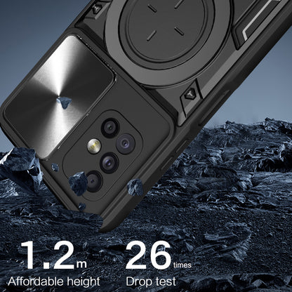 Samsung Galaxy A71 5G Magnetic Holder CD Texture Sliding Camshield Phone Case, TPU PC Shockproof Cover