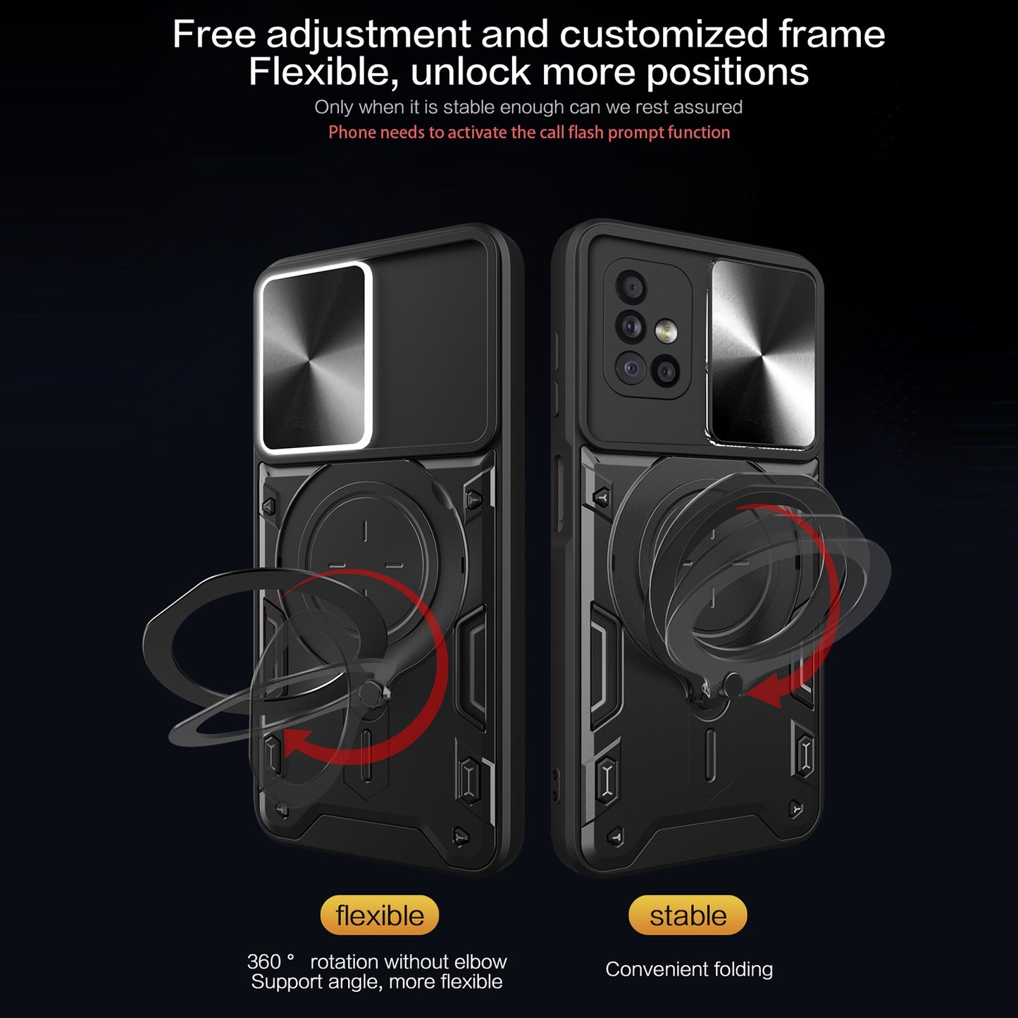 Samsung Galaxy A71 5G Magnetic Holder CD Texture Sliding Camshield Phone Case, TPU PC Shockproof Cover