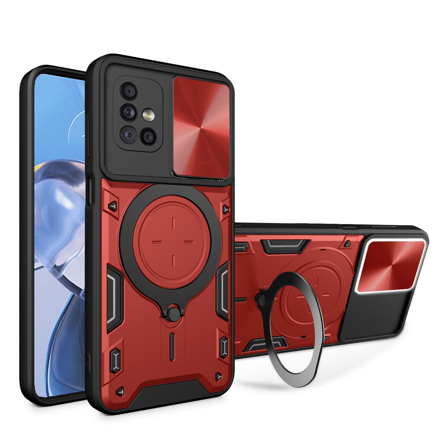 Samsung Galaxy A71 5G Magnetic Holder CD Texture Sliding Camshield Phone Case, TPU PC Shockproof Cover