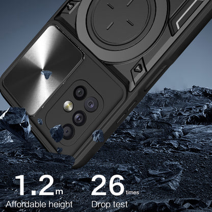 Samsung Galaxy A71 5G Magnetic Holder CD Texture Sliding Camshield Phone Case, TPU PC Shockproof Cover