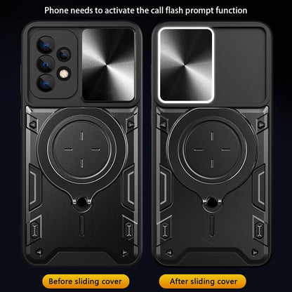 Samsung Galaxy A72 5G Magnetic Holder CD Texture Sliding Camshield Phone Case, TPU PC Shockproof Cover