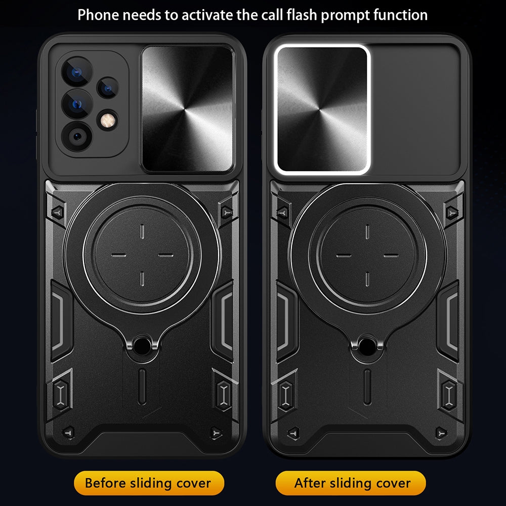 Samsung Galaxy A32 5G Magnetic Holder CD Texture Sliding Camshield Phone Case, TPU PC Shockproof Cover