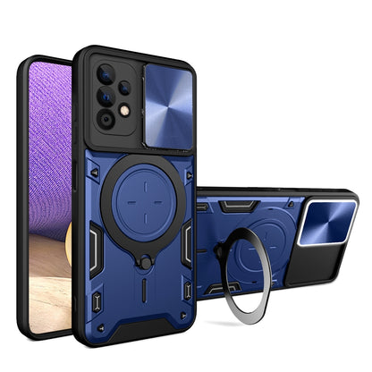Samsung Galaxy A32 5G Magnetic Holder CD Texture Sliding Camshield Phone Case, TPU PC Shockproof Cover