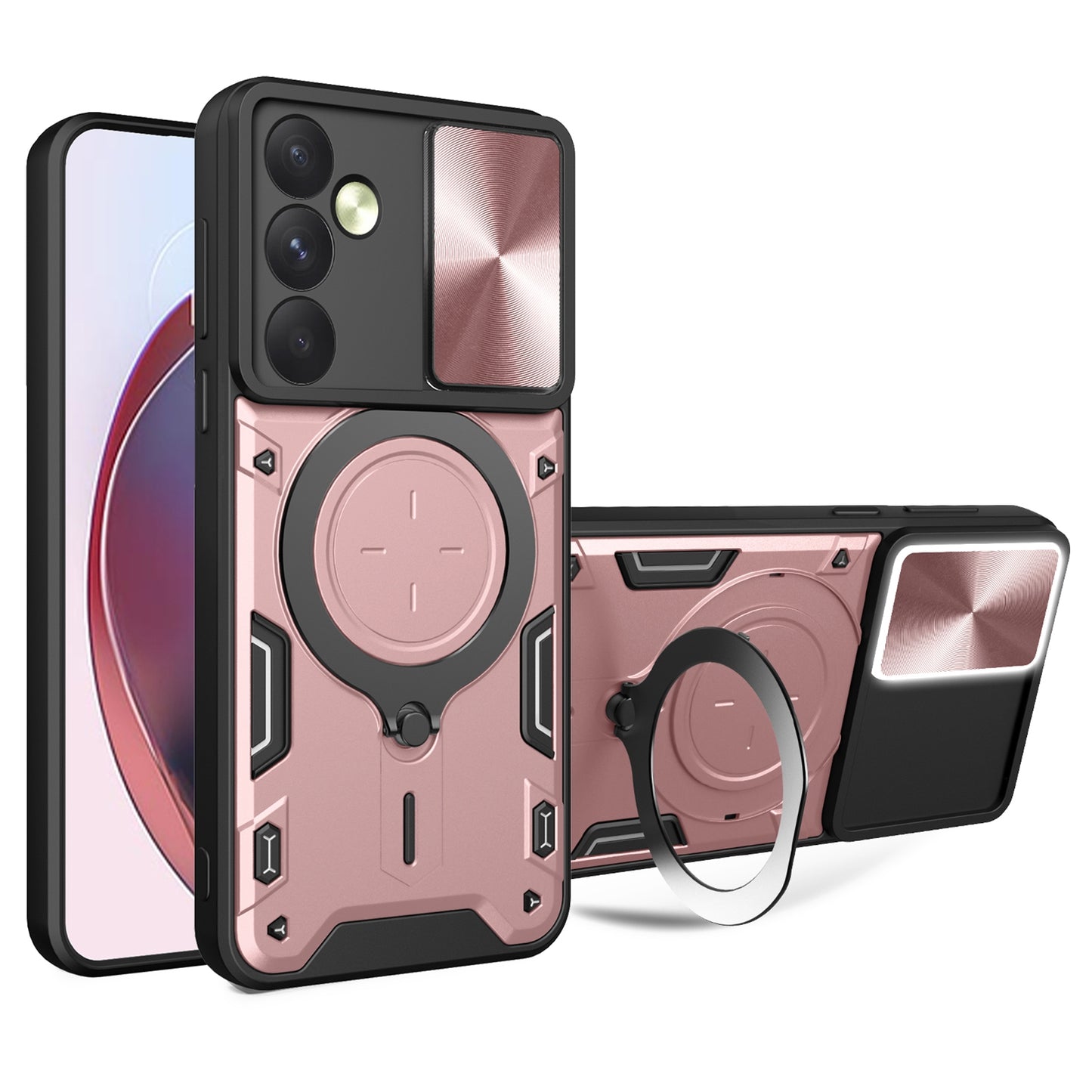 Samsung Galaxy A35 5G Magnetic Holder CD Texture Sliding Camshield Phone Case, TPU PC Shockproof Cover