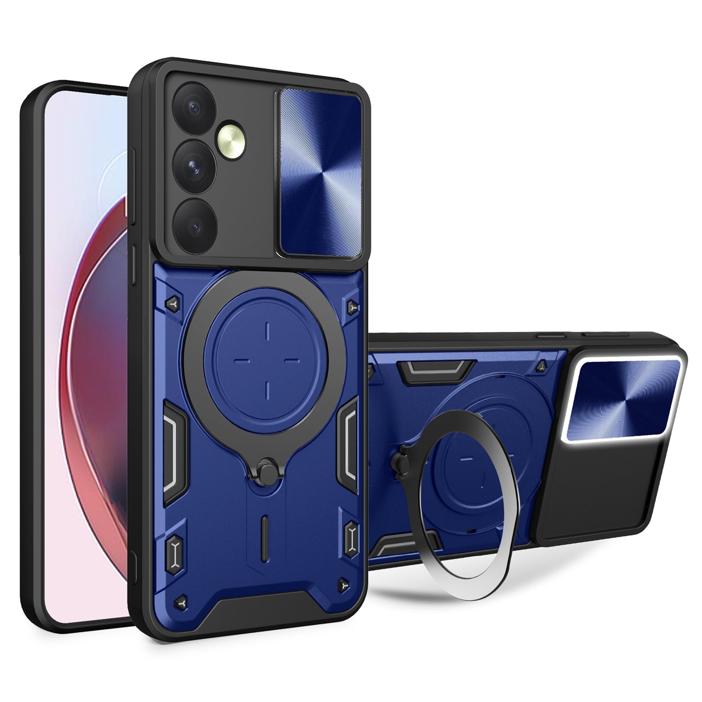 Samsung Galaxy A35 5G Magnetic Holder CD Texture Sliding Camshield Phone Case, TPU PC Shockproof Cover