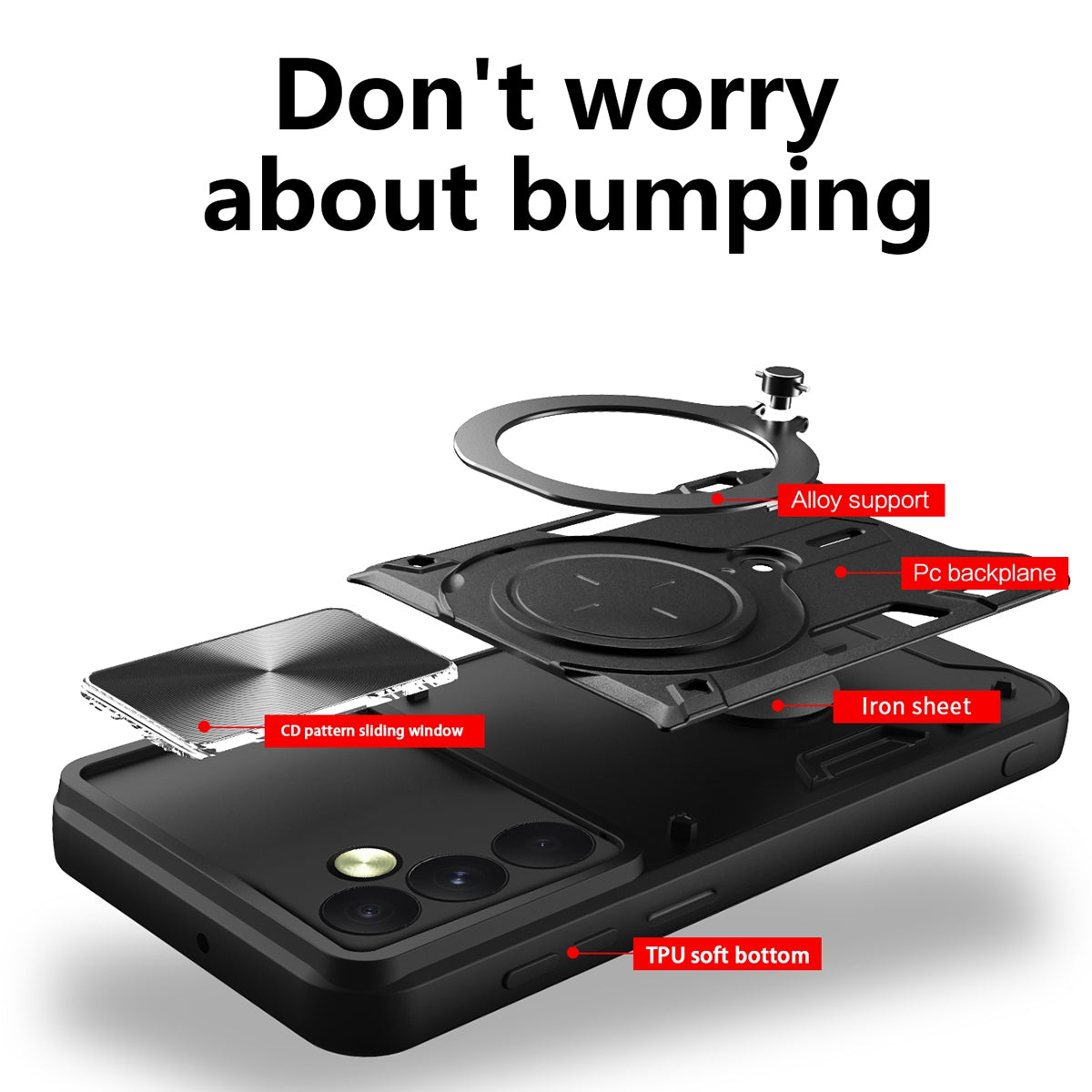 Samsung Galaxy A35 5G Magnetic Holder CD Texture Sliding Camshield Phone Case, TPU PC Shockproof Cover