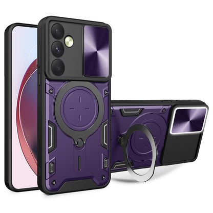Samsung Galaxy A35 5G Magnetic Holder CD Texture Sliding Camshield Phone Case, TPU PC Shockproof Cover