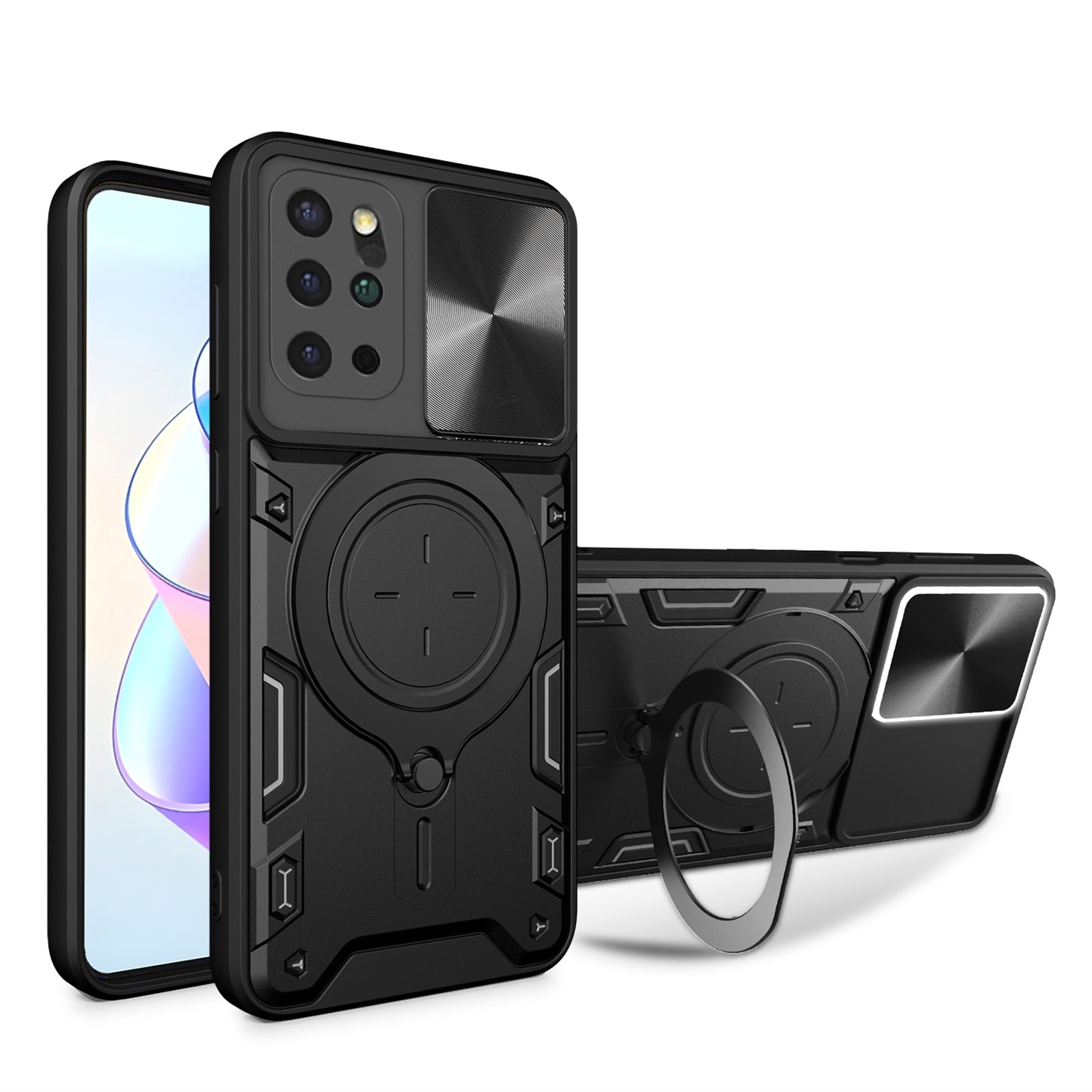 Samsung Galaxy S20+ Magnetic Holder CD Texture Sliding Camshield Phone Case, TPU PC Shockproof Cover