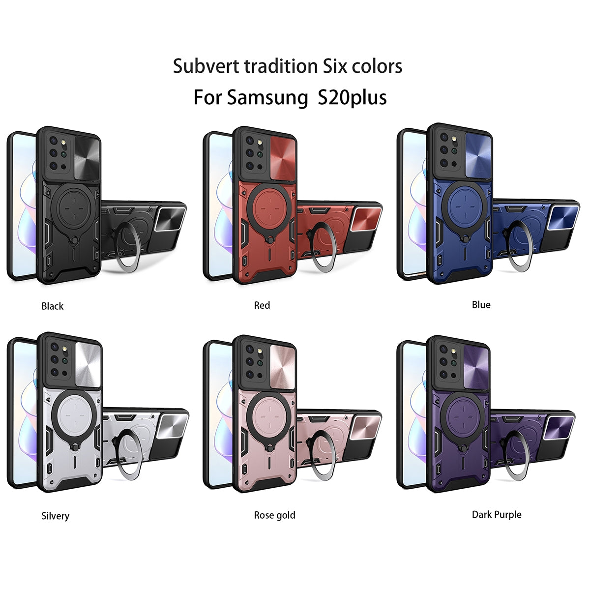 Samsung Galaxy S20+ Magnetic Holder CD Texture Sliding Camshield Phone Case, TPU PC Shockproof Cover