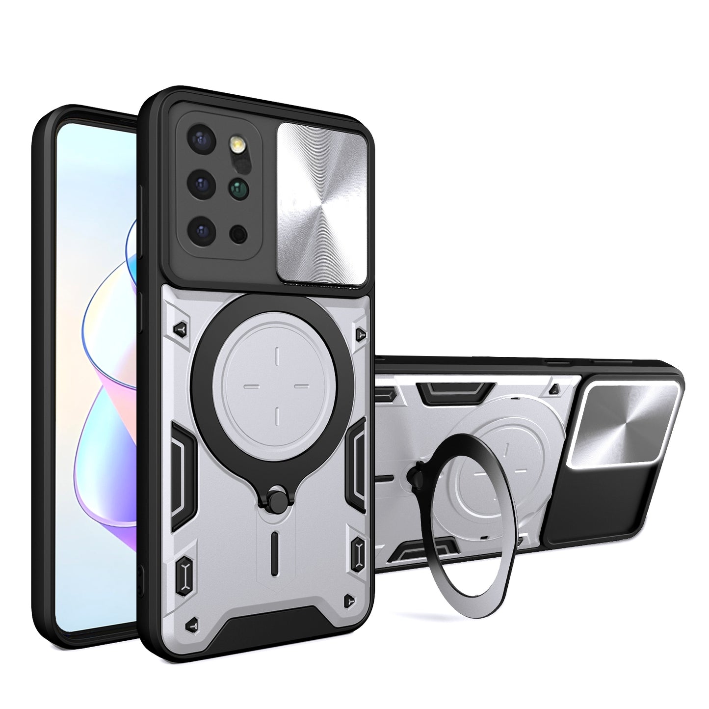Samsung Galaxy S20+ Magnetic Holder CD Texture Sliding Camshield Phone Case, TPU PC Shockproof Cover