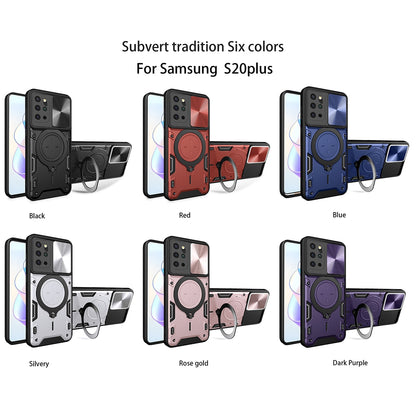 Samsung Galaxy S20+ Magnetic Holder CD Texture Sliding Camshield Phone Case, TPU PC Shockproof Cover
