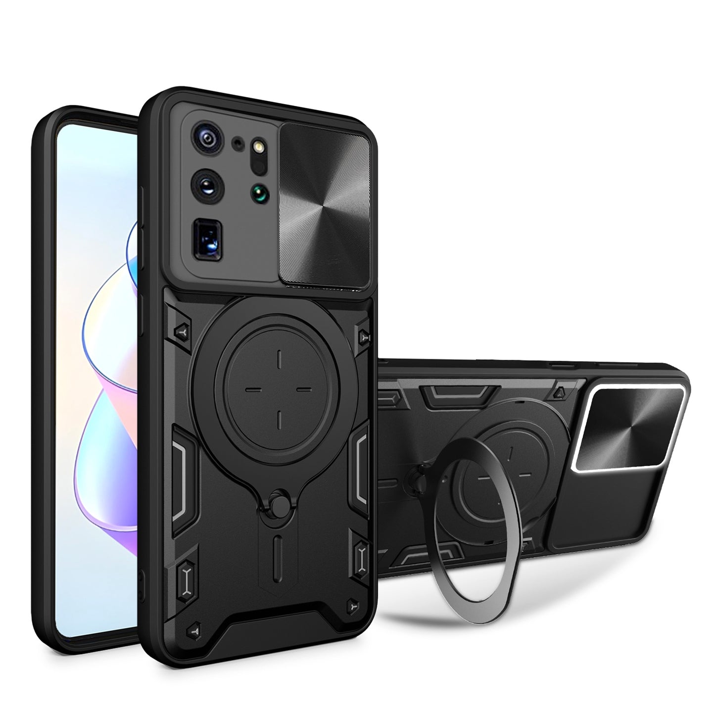 Samsung Galaxy S20 Ultra Magnetic Holder CD Texture Sliding Camshield Phone Case, TPU PC Shockproof Cover