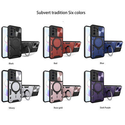 Samsung Galaxy S20 Ultra Magnetic Holder CD Texture Sliding Camshield Phone Case, TPU PC Shockproof Cover