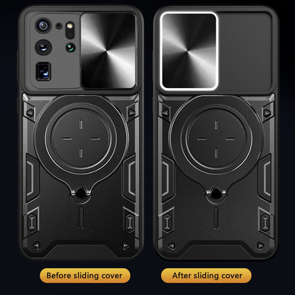 Samsung Galaxy S20 Ultra Magnetic Holder CD Texture Sliding Camshield Phone Case, TPU PC Shockproof Cover