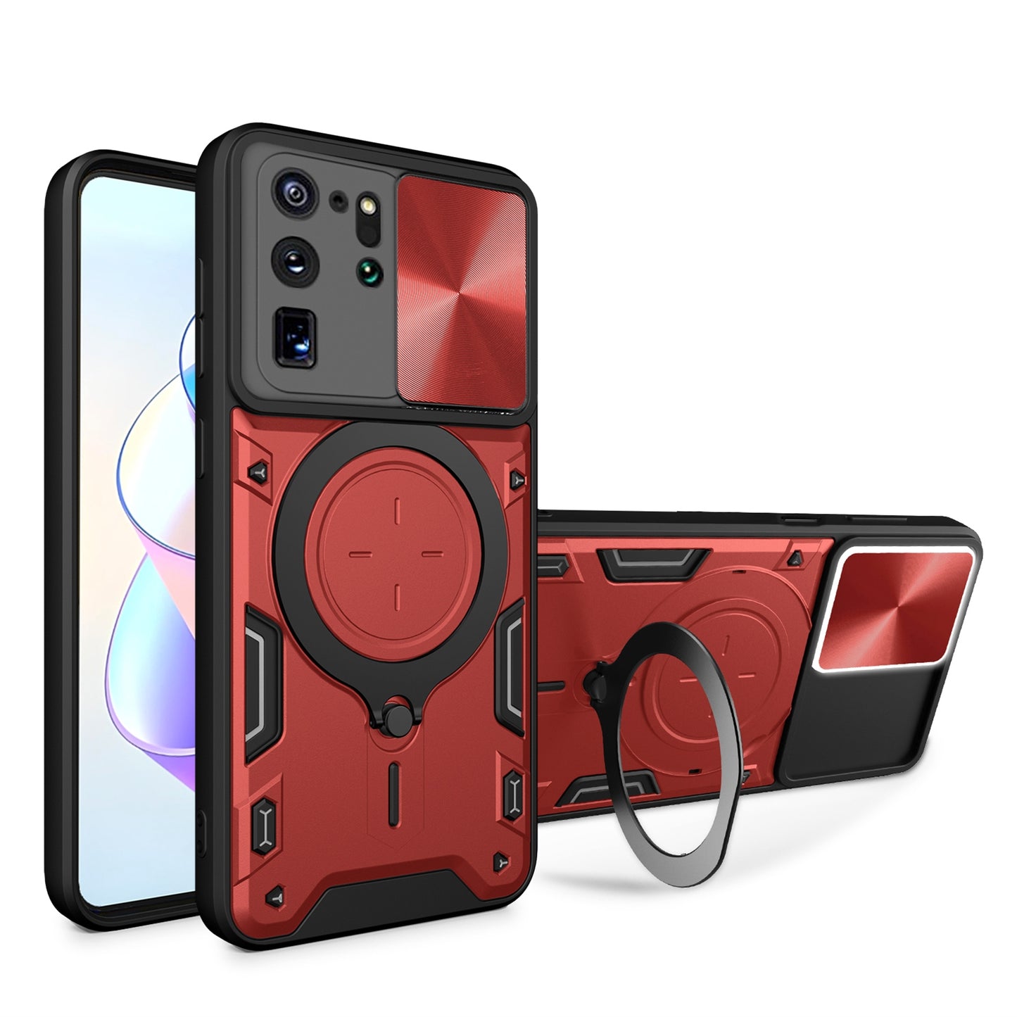 Samsung Galaxy S20 Ultra Magnetic Holder CD Texture Sliding Camshield Phone Case, TPU PC Shockproof Cover