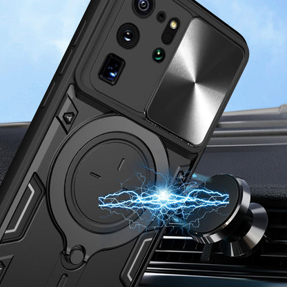 Samsung Galaxy S20 Ultra Magnetic Holder CD Texture Sliding Camshield Phone Case, TPU PC Shockproof Cover