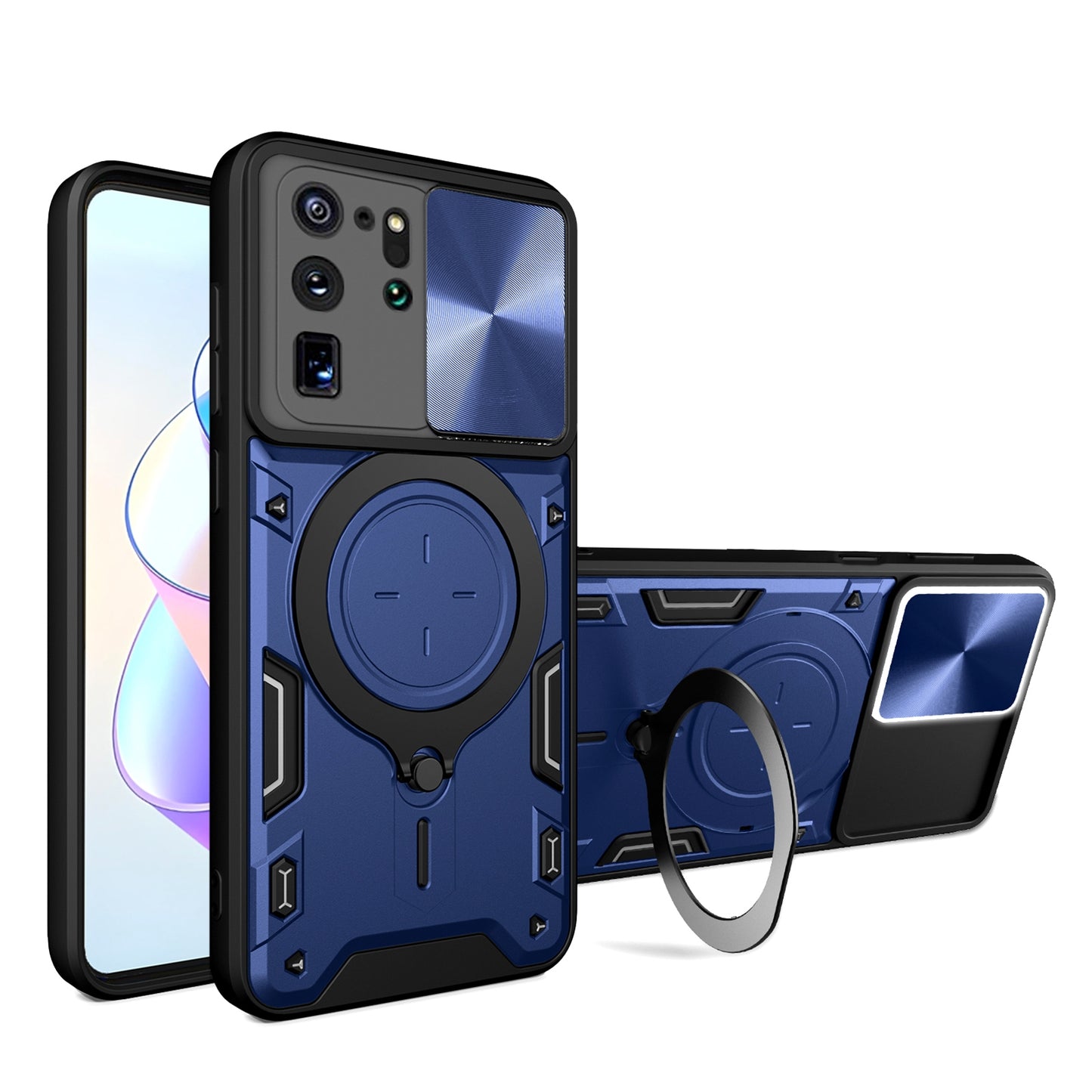 Samsung Galaxy S20 Ultra Magnetic Holder CD Texture Sliding Camshield Phone Case, TPU PC Shockproof Cover
