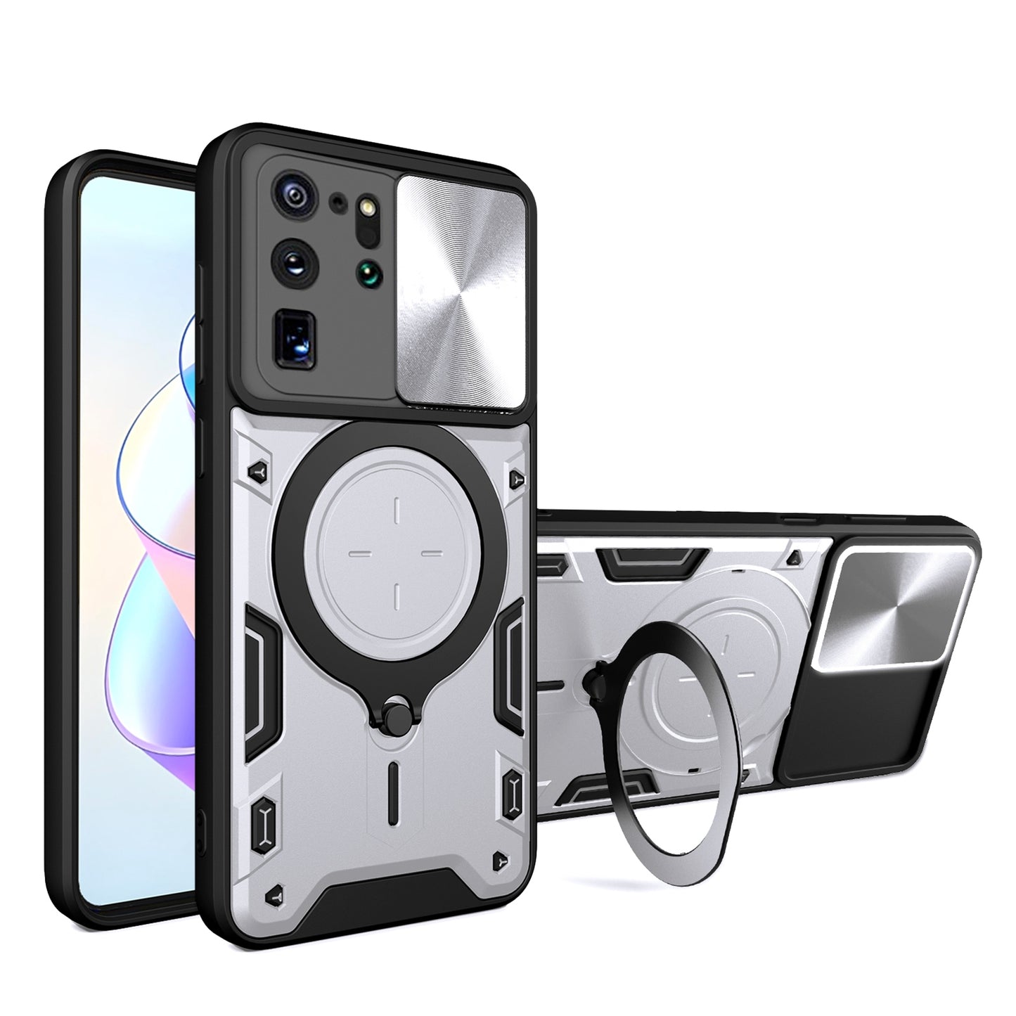 Samsung Galaxy S20 Ultra Magnetic Holder CD Texture Sliding Camshield Phone Case, TPU PC Shockproof Cover