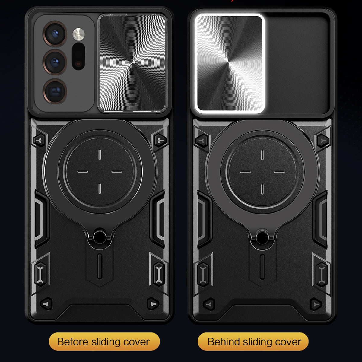 Samsung Galaxy Note20 Ultra Magnetic Holder CD Texture Sliding Camshield Phone Case, TPU PC Shockproof Cover