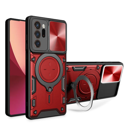 Samsung Galaxy Note20 Ultra Magnetic Holder CD Texture Sliding Camshield Phone Case, TPU PC Shockproof Cover