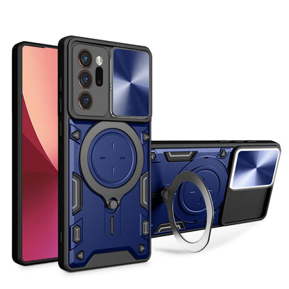 Samsung Galaxy Note20 Ultra Magnetic Holder CD Texture Sliding Camshield Phone Case, TPU PC Shockproof Cover