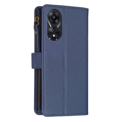 OPPO A78 5G Leather Flip Phone Case with 9 Card Slots, Zipper Wallet & Detachable Wristlet Strap
