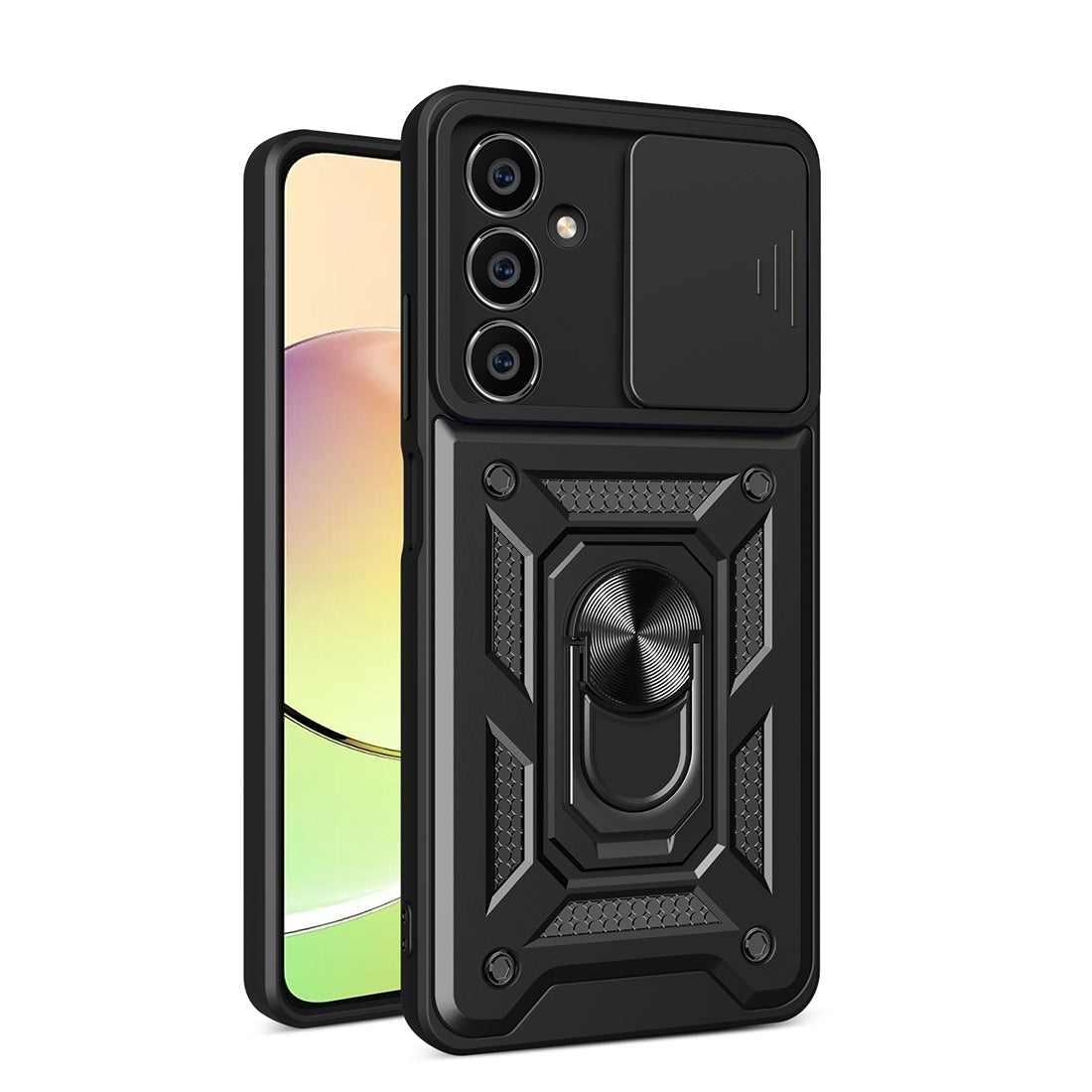 Samsung Galaxy S23 FE 5G Sliding Camera Cover Magnetic Ring Stand Shockproof TPU + PC Protective Phone Case