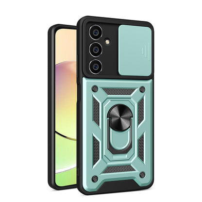 Samsung Galaxy S23 FE 5G Sliding Camera Cover Magnetic Ring Stand Shockproof TPU + PC Protective Phone Case