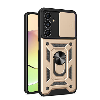 Samsung Galaxy S23 FE 5G Sliding Camera Cover Magnetic Ring Stand Shockproof TPU + PC Protective Phone Case