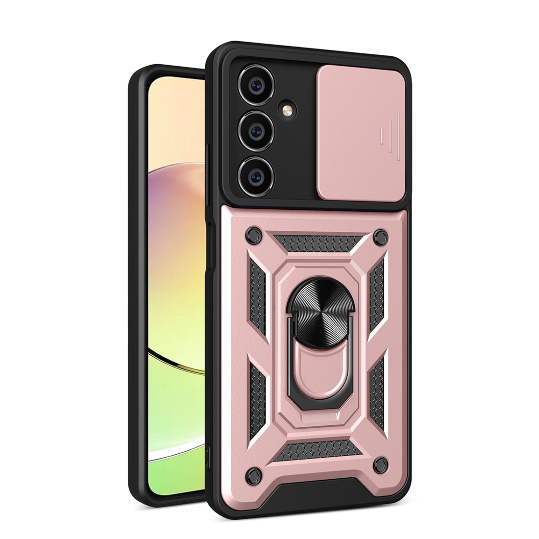Samsung Galaxy S23 FE 5G Sliding Camera Cover Magnetic Ring Stand Shockproof TPU + PC Protective Phone Case