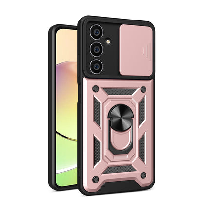 Samsung Galaxy S23 FE 5G Sliding Camera Cover Magnetic Ring Stand Shockproof TPU + PC Protective Phone Case