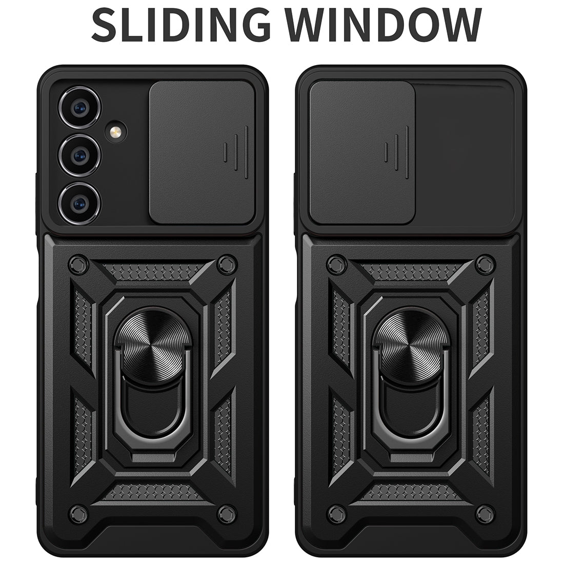 Samsung Galaxy S23 FE 5G Sliding Camera Cover Magnetic Ring Stand Shockproof TPU + PC Protective Phone Case