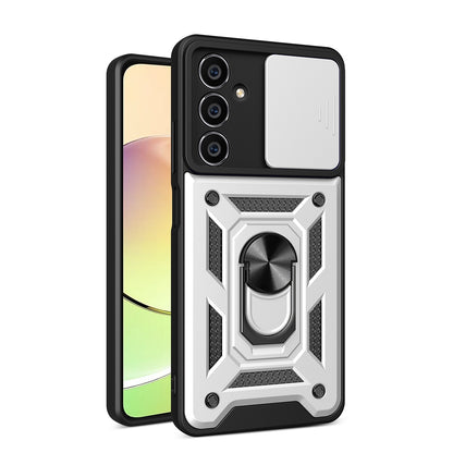 Samsung Galaxy S23 FE 5G Sliding Camera Cover Magnetic Ring Stand Shockproof TPU + PC Protective Phone Case