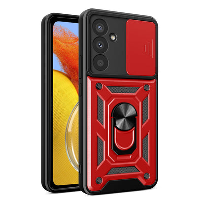 Samsung Galaxy M14 5G Sliding Camera Cover Magnetic Ring Stand Shockproof TPU + PC Protective Phone Case