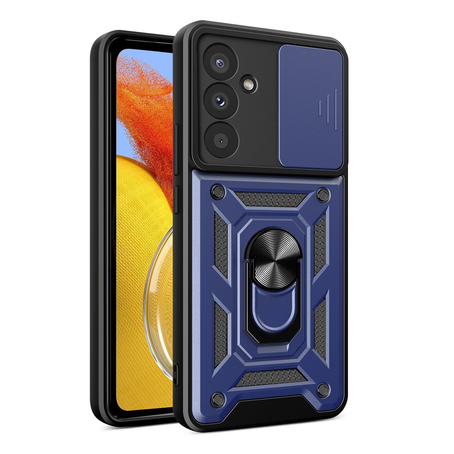 Samsung Galaxy M14 5G Sliding Camera Cover Magnetic Ring Stand Shockproof TPU + PC Protective Phone Case