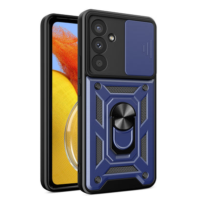 Samsung Galaxy M14 5G Sliding Camera Cover Magnetic Ring Stand Shockproof TPU + PC Protective Phone Case