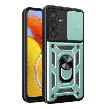 Samsung Galaxy M14 5G Sliding Camera Cover Magnetic Ring Stand Shockproof TPU + PC Protective Phone Case