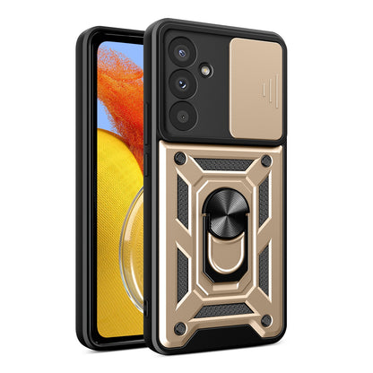 Samsung Galaxy M14 5G Sliding Camera Cover Magnetic Ring Stand Shockproof TPU + PC Protective Phone Case